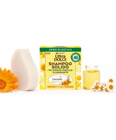  Garnier 2x Garnier Ultra Doux Illuminating Solid Shampoo with Chamomile and Organic Calendula Oil with naturally derived ingredients for light hair 2 solid shampoos of 60g - Buy Online on GoSupps.com