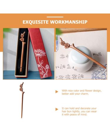 LALAFINA Peach Wood Hairpin Chinese Hair Accessories Hair Clips for Girls Flower Hair Accessories Bride Hair Stick Womens Hair Clips Metal Hair Pin Japanese-style Women's Headgear - Buy Online on GoSupps.com
