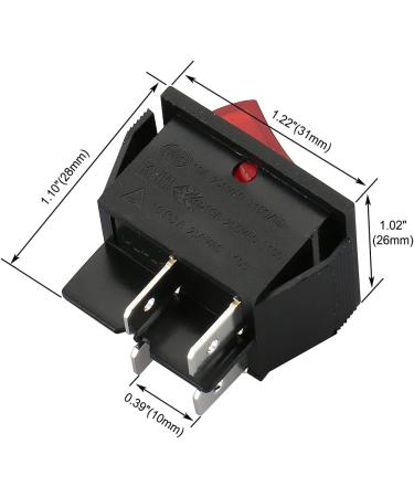 Baomain Red Light DPST ON/Off Boat Rocker Switch 16A/250V UL TUV Listed - 1 Pack - Buy Online on GoSupps.com
