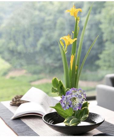 Eggone Japanese Ikebana Kit with Kenzan Needle - 1.57inch Black Flower Frog in 6.7inch Bowl Vase - Buy Online on GoSupps.com