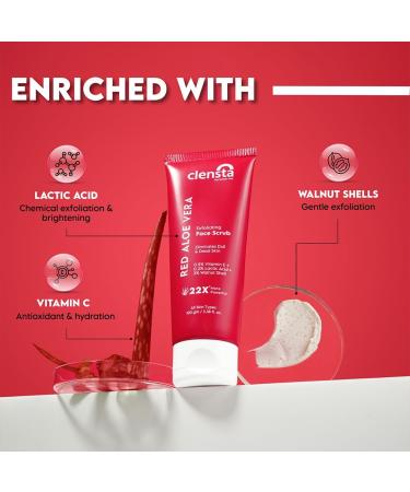 Aloe Vera Exfoliating Face Scrub - Dead Skin Remover & Blackhead Treatment | Sulfate & Paraben Free | All Skin Types - 100g - Buy Online on GoSupps.com