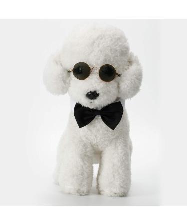 Adjustable Pet Bow Tie & Cute Sunglasses Set for Cats and Dogs - Black White - Buy Online on GoSupps.com