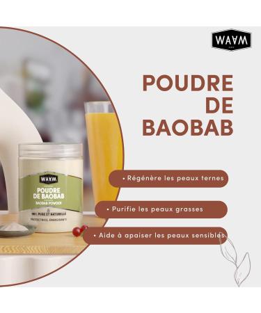 WAAM Cosmetics Baobab Powder 100% pure and natural Fortifying and regenerating hair care 150g - Buy Online on GoSupps.com