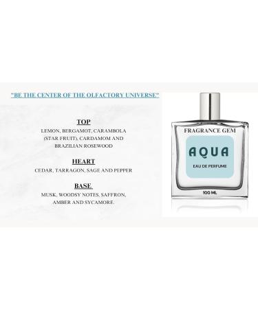 Fragrance Gem Aqua Perfume for Men | Eau De Parfum Spray |Fresh Spicy Fragrance Accords | 100 ml - Buy Online on GoSupps.com
