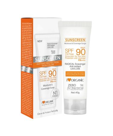 Face Sunscreen SPF 90 - Oil Free Natural Broad Spectrum Sunscreen,Sunscreen Protector for Face and Body, Sunscreen Cream for Most Skin Fulenyi