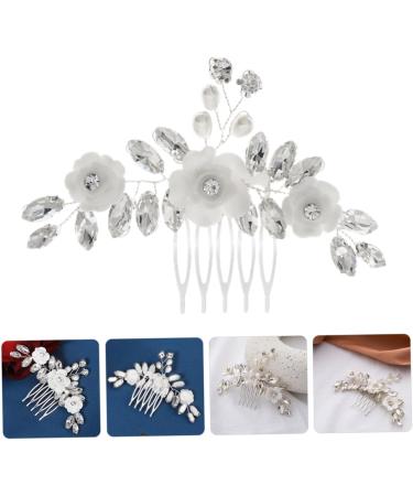 Wedding Hair Accessories Hair Toppers Rhinestone Hair Comb Flower Hair Side Comb Decorative Hair Side Comb Headgear Decorate Wedding Dress Crystal Bride White Soft Pottery Flower - Buy Online on GoSupps.com