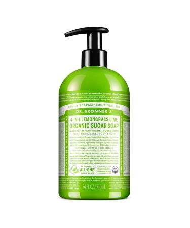Dr. Bronner s - Organic Sugar Soap (Lemongrass  24 Ounce) - Made with Organic Oils  Sugar and Shikakai Powder  4-in-1 Uses: Hands  Body  Face and Hair  Cleanses  Moisturizes and Nourishes  Vegan Lemongrass Lime 24 Fl Oz ... - Buy Online on GoSupps.com
