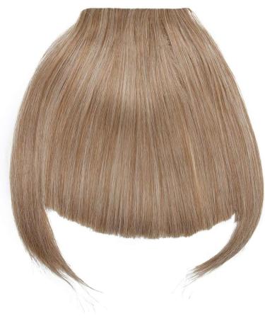 Clip in Bangs Fringe Hair Extensions Thick Full Neat Front Bangs Extension Ombre mix Hair 2 Clips on Bangs Hairpieces Accessories Light Ash Brown mix Bleach Blonde - Buy Online on GoSupps.com