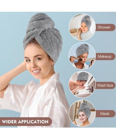 Kinhwa Bamboo Microfiber Turban Towel - Quick-Drying Super Absorbent Hair Towel for All Hair Types (3 Pieces Light Gray 25x65cm) - Buy Online on GoSupps.com