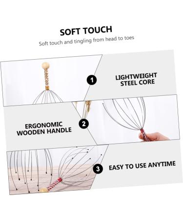 Minkissy 6PC Scalp Massage Tool Set - Hair Scrubber & Shampoo Scrubber for Deep Cleansing - Manual Handheld Massagers - Steel & Wood - Buy Online on GoSupps.com