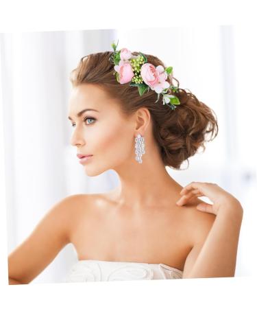 Angoily 1pc Hair Comb Tiara Hair Pin Hair Clip Bridesmaid Hair Accessories Floral Bridal Headpiece Hair Accessories for Photo Shoot Bride Wedding Headdress Bride Headdress Pink - Buy Online on GoSupps.com