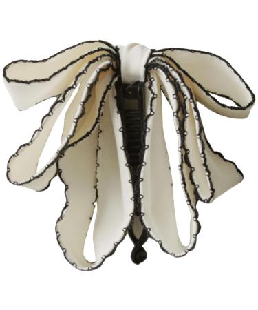 Shakven Bow Banana Hair Clip - Bowknot Horsetail Clip for Women - Beautiful and Stylish Hair Styling Tool for Bathing Applying Makeup Indoors Outdoor Parties Washing Your Face White