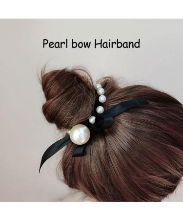 Pearl Black Elastic Hair Ties Set - 7 Pcs Ponytail Holders for Women and Girls - Buy Online on GoSupps.com