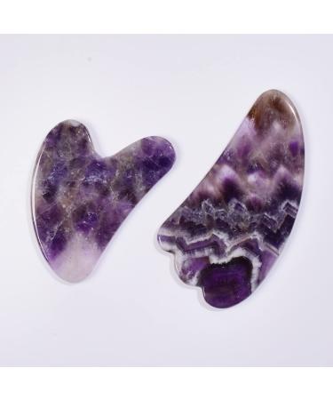 ESBANT Amethyst Massager Natural Stone Facial Roller Gua Sha Tool Set Scraping Crystal Massage 3pcs zhimo (Color : One Size)