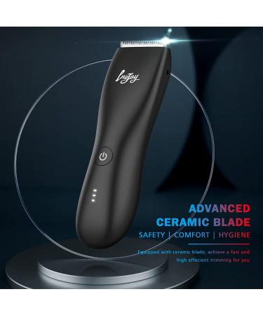 INVJOY Men's Body Trimmer - Electric Ball Shaver & Groin Hair Trimmer - Waterproof Groomer for Full Body Grooming, Ceramic Razor Clippers with Charging Dock - Black - Buy Online on GoSupps.com