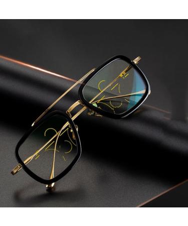 NYASAA Progressive Multifocal Reading Glasses for Men - Metal Square Frame Blue Light Blocking Eyewear 3.50x Magnification Stylish Black Design - International Shipping Available - Buy Online on GoSupps.com