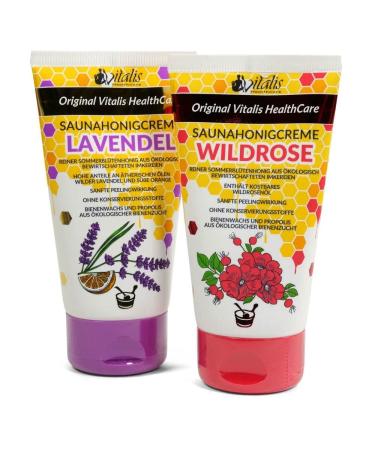 Set of 2 Vitalis Sauna Honey Cream 120 ml Tube Lavender and Wild Rose