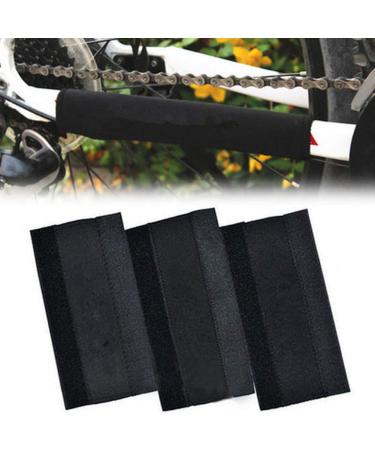 Mantain 3 Pcs Bike Chainstay Protector Bicycle Frame Chain Nylon Protective Guard Pad Black 8.25" x 4"