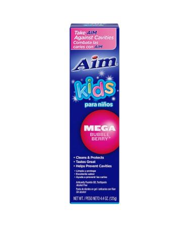 Aim Kids Mega Bubble Berry Fluoride GEL Toothpaste 4.8 Oz (Pack of 6)