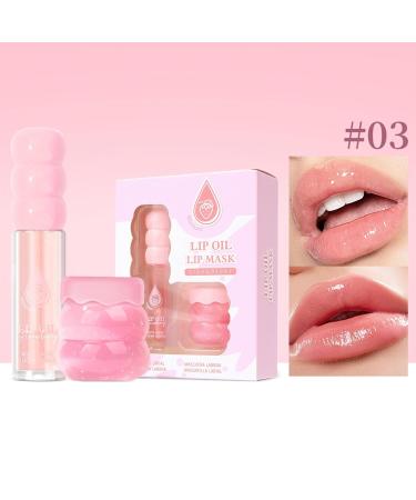 Lip Mask & Lip Gloss Set Intensive Hydrating Strawberry Lips Care Set for Dry Chapped Flaky Lips Overnight Repair Care with Moisturizing Smoothing & Softening Sweet Scented Gift for Women Girls 2 Pcs - Buy Online on GoSupps.com
