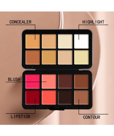 16 Colors Blush Contour Highlighter Palette with Brush | Shimmer & Matte Face Makeup for Sculpting | A-140 International Shipping - Buy Online on GoSupps.com