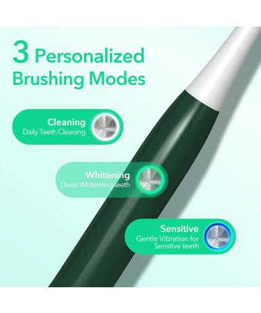 Sejoy Rechargeable Electric Toothbrush with 4 Brush Heads, 3 Modes & Smart Timer - Green (One-key) - Buy Online on GoSupps.com