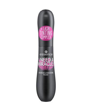 Essence Cosmetics I Need a Miracle!Volumizing & Strengensing Mascara no.01 black volume -giving strengthening coloring effect vegan without microplastic particles nanoparticles free without perfume 1 Pack (16ml)