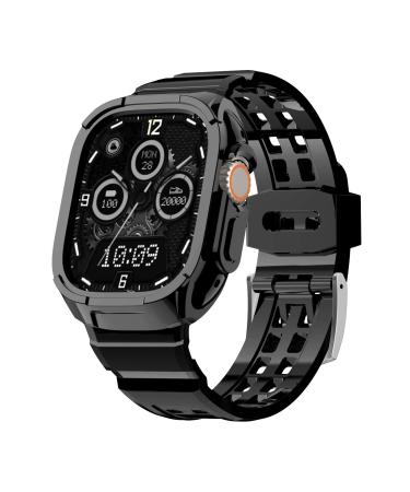 Compatible with Apple Watch Ultra Band 49mm with Bumper Case Men Women Shockproof Rugged Sport Bands with Protective Cover Case for iWatch Ultra Glossy Black