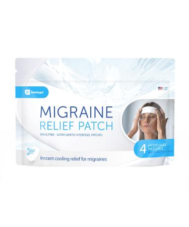 Medagel Migraine Relief Patch Cooling Patches for Migraine Fever Hormone & Headaches Mess & Odor-Free Hydrogel Cooling Made in The USA 1 Pack (4 x Patches)