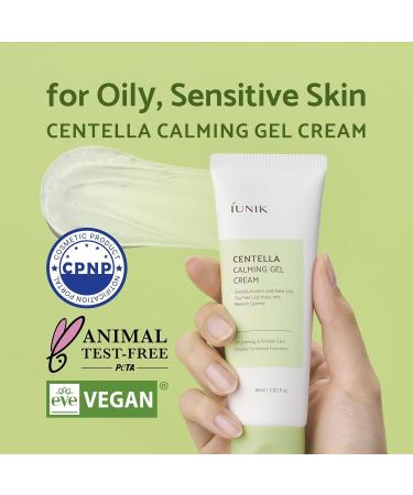 IUNIK Centella Calming Gel Cream Vegan Non-Sticky Face Moisturizer Acne-prone Sensitive Oily Dry Skin Hydrating Plant-based - Centella 70% Tea Tree Water 10% Rosacea Breakout Blemish Korean Skincare - Buy Online on GoSupps.com