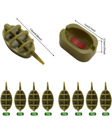 Lytiapgen 8-Piece Fishing Feater Set | Inline Method Fishing Accessories - High-Quality Plastic Feeding Baskets for Carp & Bait Setup (15g-60g) - Buy Online on GoSupps.com