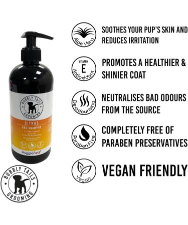 HugglePets Bubbly Tails Citrus 2 in 1 Shampoo Conditioner for Dogs 500ml | Fresh-Smelling Grooming Solution | Paraben-Free, Vegan Friendly - Buy Online on GoSupps.com