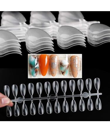 120pcs Oval Shape Full Cover Stiletto Fake Nails - Transparent | False Nail Tips for Practice Hand Display & Gel Design - Buy Online on GoSupps.com