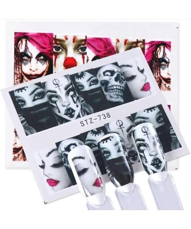 Halloween Nail Stickers Water Transfer Nail Decals Skull Ghost Eye Hulk Clown Witch Nail Art Stickers Halloween Party Supply Manicure Tips Decorations (24 Sheets) - Buy Online on GoSupps.com