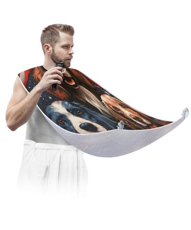 American Independence Day Dog Beard Bib Apron Beard Hair Catcher for Men Shaving Fathers Day Anniversary Christmas Gifts for Dad Husband Beard Bib with 2 Suction Cups