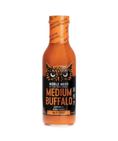 Noble Made by The New Primal Medium Buffalo Dipping & Wing Sauce, Whole30 Approved, Paleo, Keto, Vegan, Gluten and Dairy Free, Sugar and Soy Free, Low Carb and Calorie,  12 Oz Glass Bottle