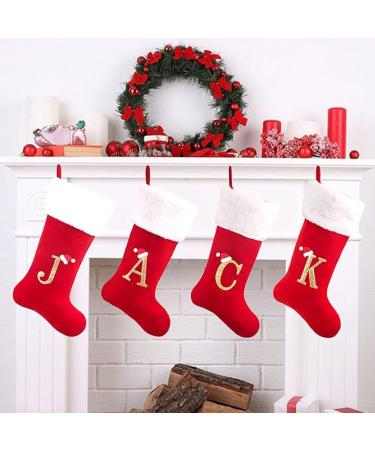 Custom Monogrammed Christmas Knitted Stockings - Embroidered Red Socks Gift Bag for Holiday Cheer - Buy Online on GoSupps.com