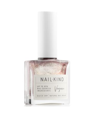 NAILKIND Gold Shimmer Pink Nail Polish - Glazed Brulee - Shimmery Nail Varnish - Vegan Nail Lacquer + Peta Certified + Cruelty Free - Quick Drying Long Lasting - Chip Resistant - 8ml