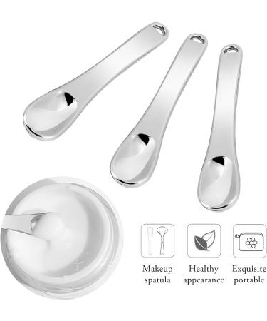WLLHYF Mini Metal Makeup Spatula Skin Care Cosmetic Spoon Reusable Applicator Beauty Scoop for Facial Cosmetic for Face Mask Cream Lotions Moisturizers (3 Silver) - Buy Online on GoSupps.com