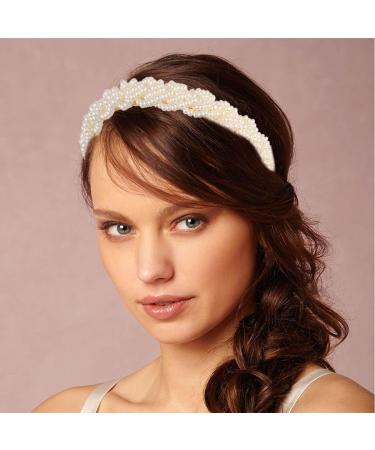 Goresory White Pearl Headbands Bridal Headband Bling Faux Pearl Hairbands Wedding Hair Accessories for Women and Girls - Buy Online on GoSupps.com