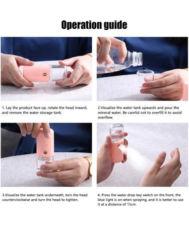USB Mini Portable Facial Sprayer Humidifier Nano Face Steamer - Pink - Buy Online on GoSupps.com
