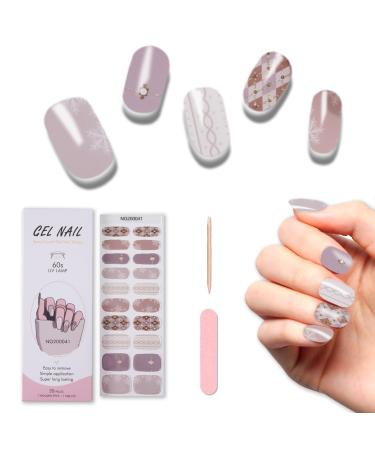 Semi Cured Gel Nail Strips 20 Pcs Gel Nail Polish Wraps Sticker for Salon-Quality Manicure Set Long Lasting Easy to Apply & Remove with Nail File & Wooden Cuticle Stick(Snowflake)