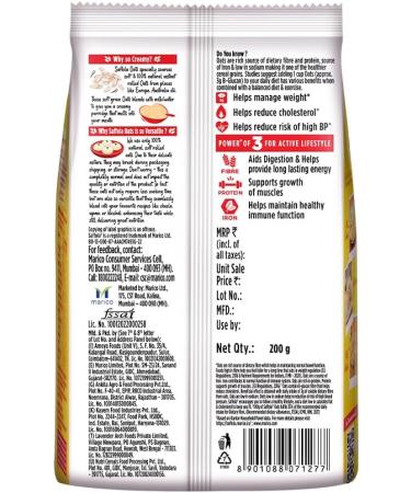  Saffola Saffola Oats instant rolled oats soft and creamy oats protein power iron and fiber nutritious cereals 200g - Buy Online on GoSupps.com