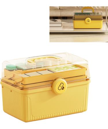Large Capacity Shockproof Medicine Storage Box - 3 Layers Portable & Waterproof for Home & Outdoor Use | Lemon Yellow - Buy Online on GoSupps.com
