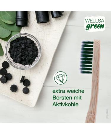 Wellsamed Wellsagreen Bamboo Toothbrush - Soft Activated Carbon Bristles for Eco-Friendly Oral Care - Buy Online on GoSupps.com