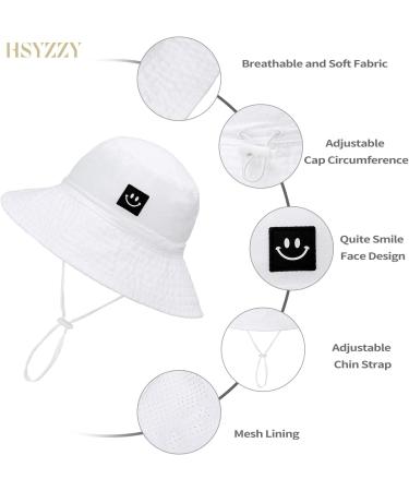 HSYZZY Baby Sun Hat UPF 50+ Smile Face Toddler Bucket Hat | Adjustable Cap for Baby Girl Boy 9-18 Months - White - Buy Online on GoSupps.com