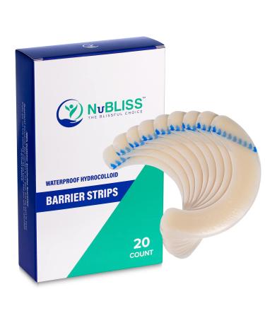 Elastic Skin Adhesive Barrier Strips - Medical-Grade Hydrocolloid Waterproof Leak-Proof Latex-Free Seal Extenders for Colostomy Stoma Bags Universal Works for All Bag Types 20 Count by NuBliss