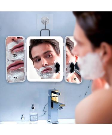 World Backyard Mini Trifold Lighted Makeup Mirror - USB Rechargeable Compact Vanity Mirror with Touch Screen Dimming for Cosmetic - White - Buy Online on GoSupps.com