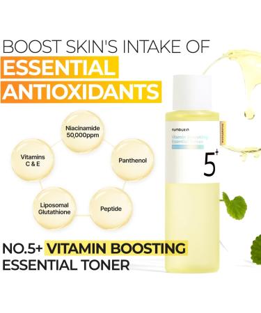 numbuzin N 5 Tonique | Tonique Vitamin Boosting Essential | Anti-tache teint lumineux clatant hyperpigmentation | Vitamine C Glutathion Antioxydants Niacinamide | 200 ml - Buy Online on GoSupps.com