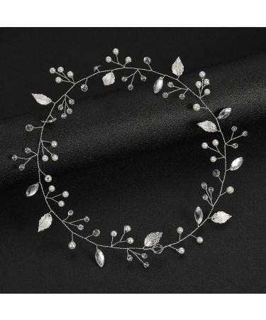 VMila Bride Leaf Pearl Hair Band - Bridal Wedding Accessories | Bridesmaid Flower Crown Headband - Prom Hair Accessory in Gold - Buy Online on GoSupps.com